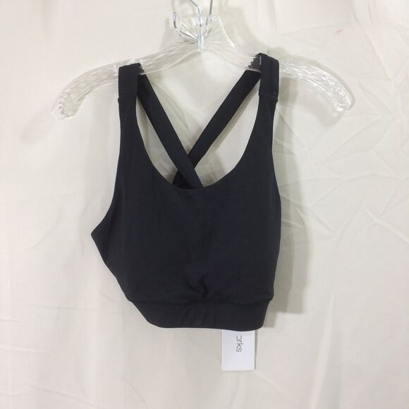Yogaworks Womens Med Crossback Performance Sports Bra Black Removable Cups NWT - Picture 1 of 5